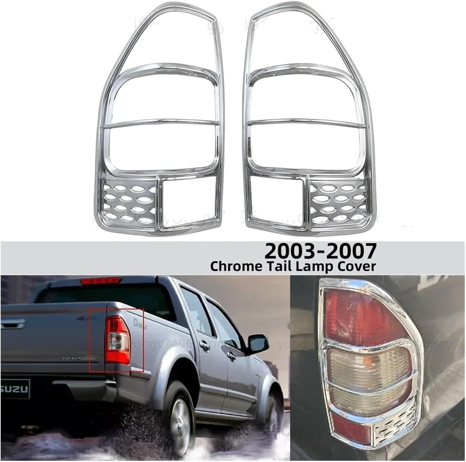 Car Fog Light Grille Chrome Rear Lamp Covers Trim Fit For Isuzu Dmax 2003-2007 Tail Light Hoods Car Decoration Accessories