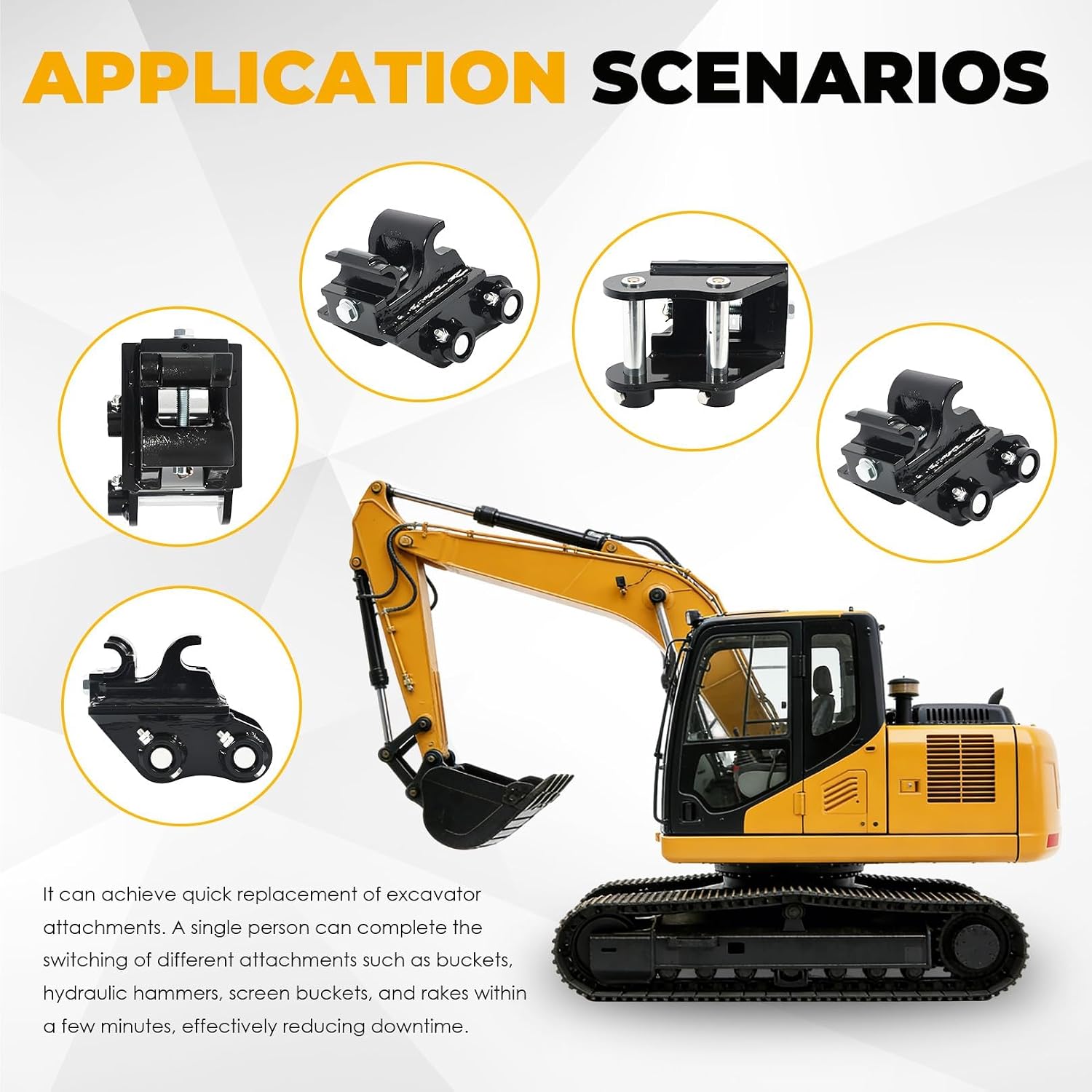 Mini Excavator Quick Hitch Coupler Compatible with 0.8-2.0 Ton
