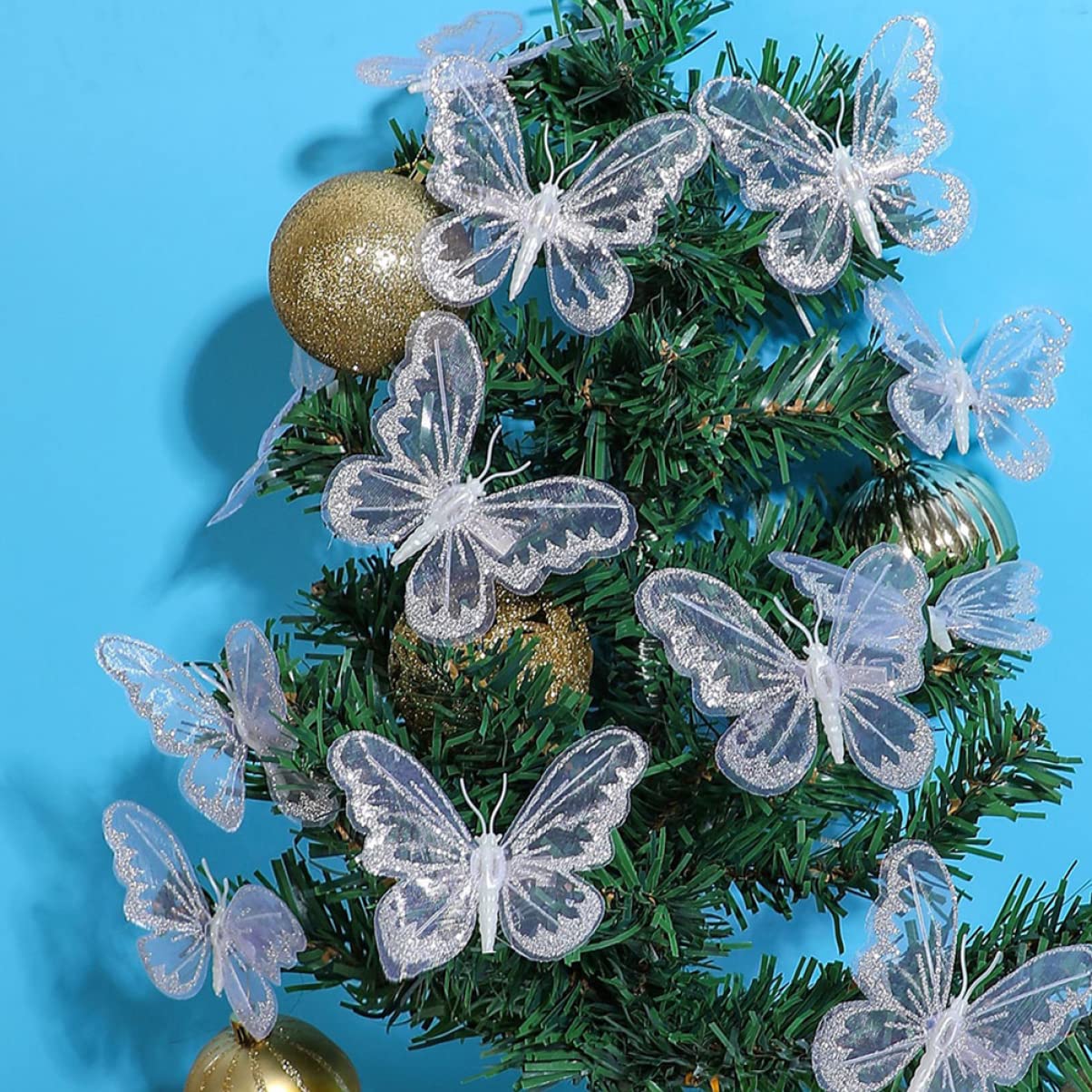 DOITOOL 5 Sätze Künstliche Schmetterlinge Mit Clip Dekoration Für Diy Bastelprojekte Große Stoffschmetterlinge Für Hochzeiten Geburtstage Weihnachten Und Mehr 12 Stück * 5