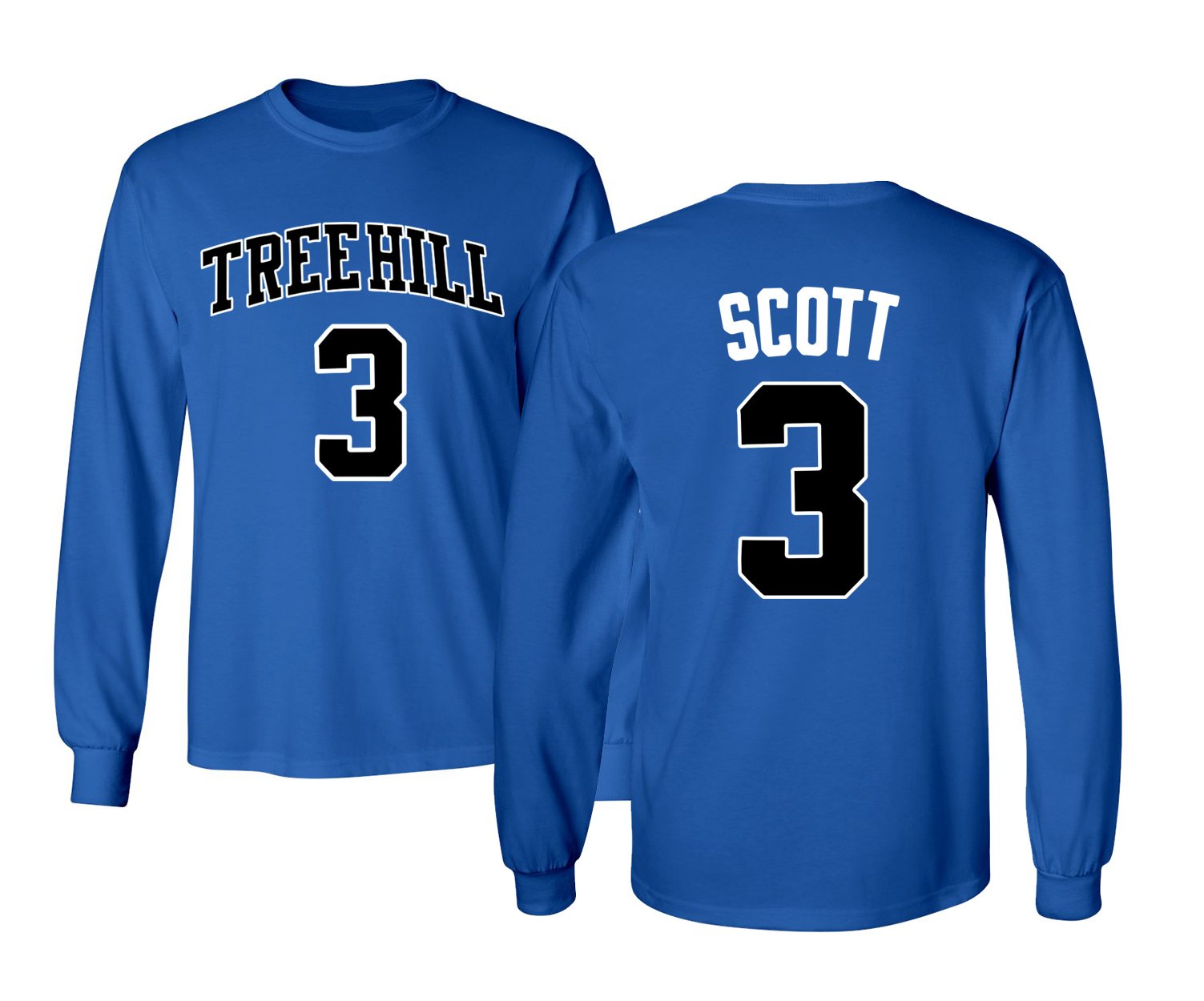 KINGS SPORTS Ravens Basketball Movie #3 Lucas Scott One Tree Hill Jersey Style Men's Long Sleeve T Shirt (Royal,XL)