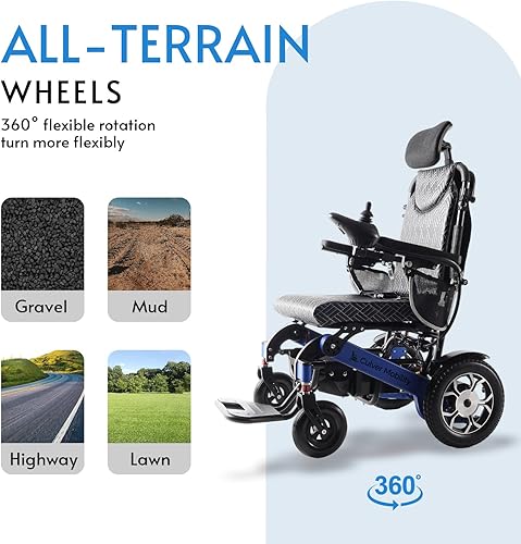 Miniatura 22 de Culver Mobility Shawk Silla de ruedas eléctrica para adultos, sillas de ruedas plegables ligeras todo terreno, silla de ruedas eléctrica motorizada