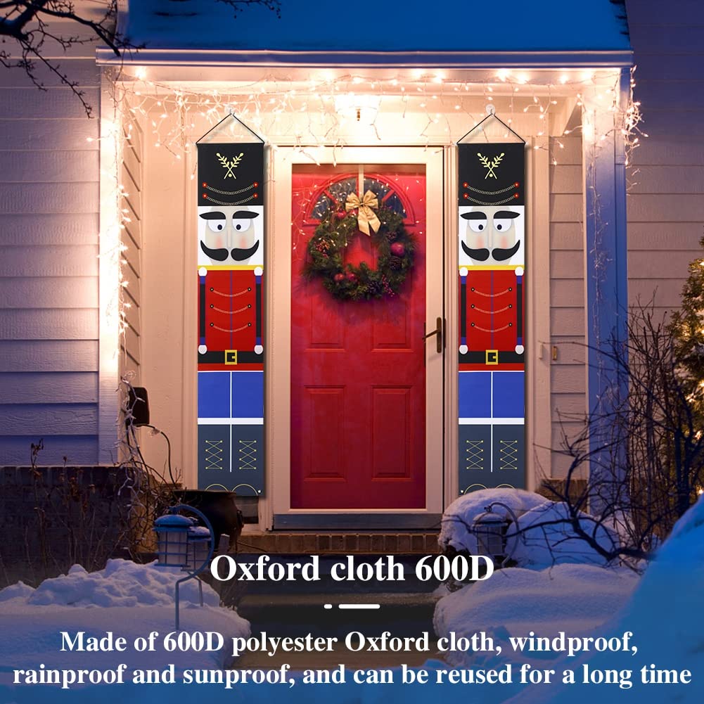 Nussknacker Weihnachts-Banner Set – 2 Stück, Je 180x30 Cm | Mit Aufhängebändern & Haken, Für Drinnen & Draußen