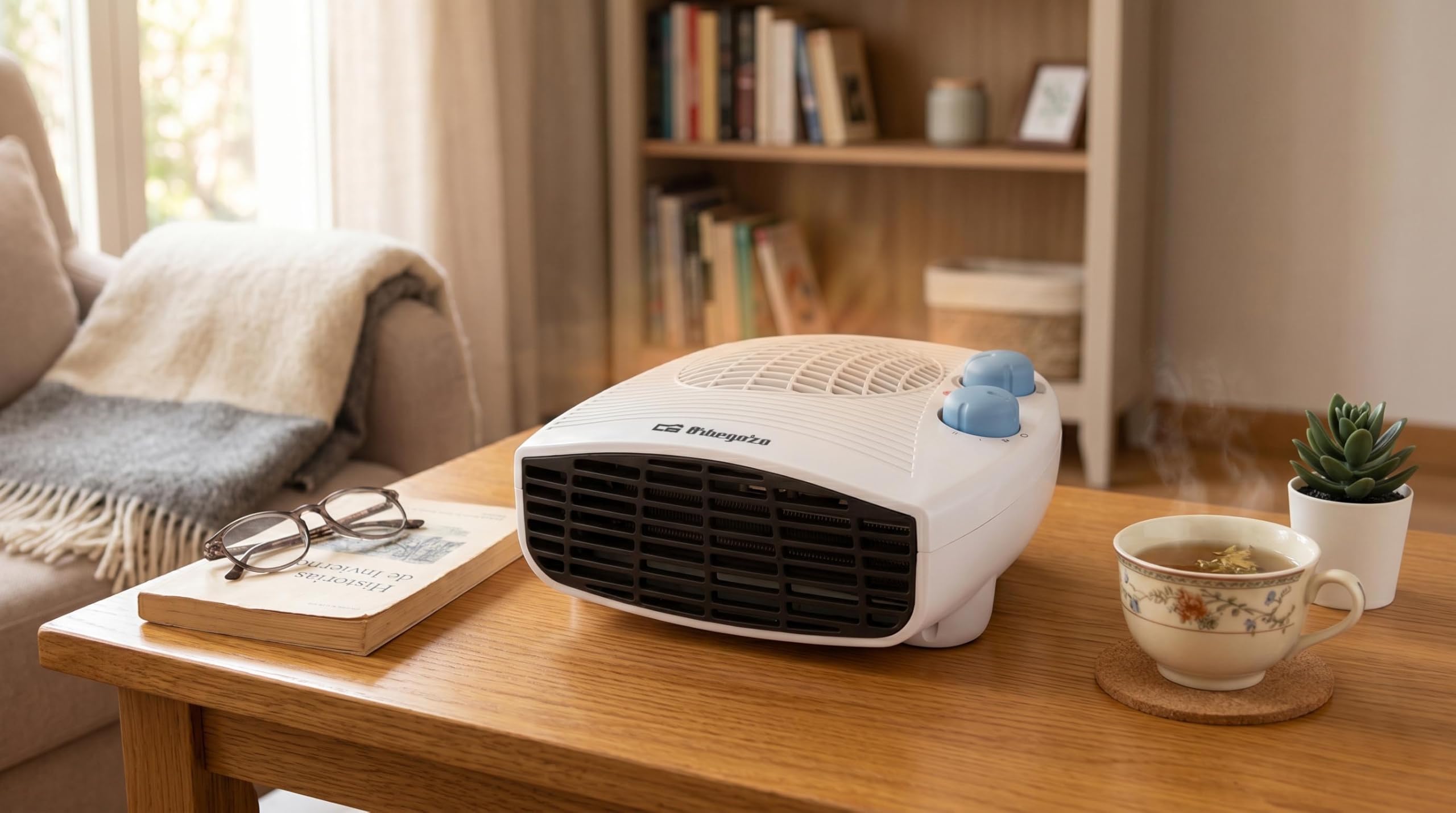 Orbegozo FH 5127, Calefactor bajo consumo, 2000 W, control ajustable de la temperatura mediante termostato, protección contra sobrecalentamiento, luz indicadora encendido, color blanco