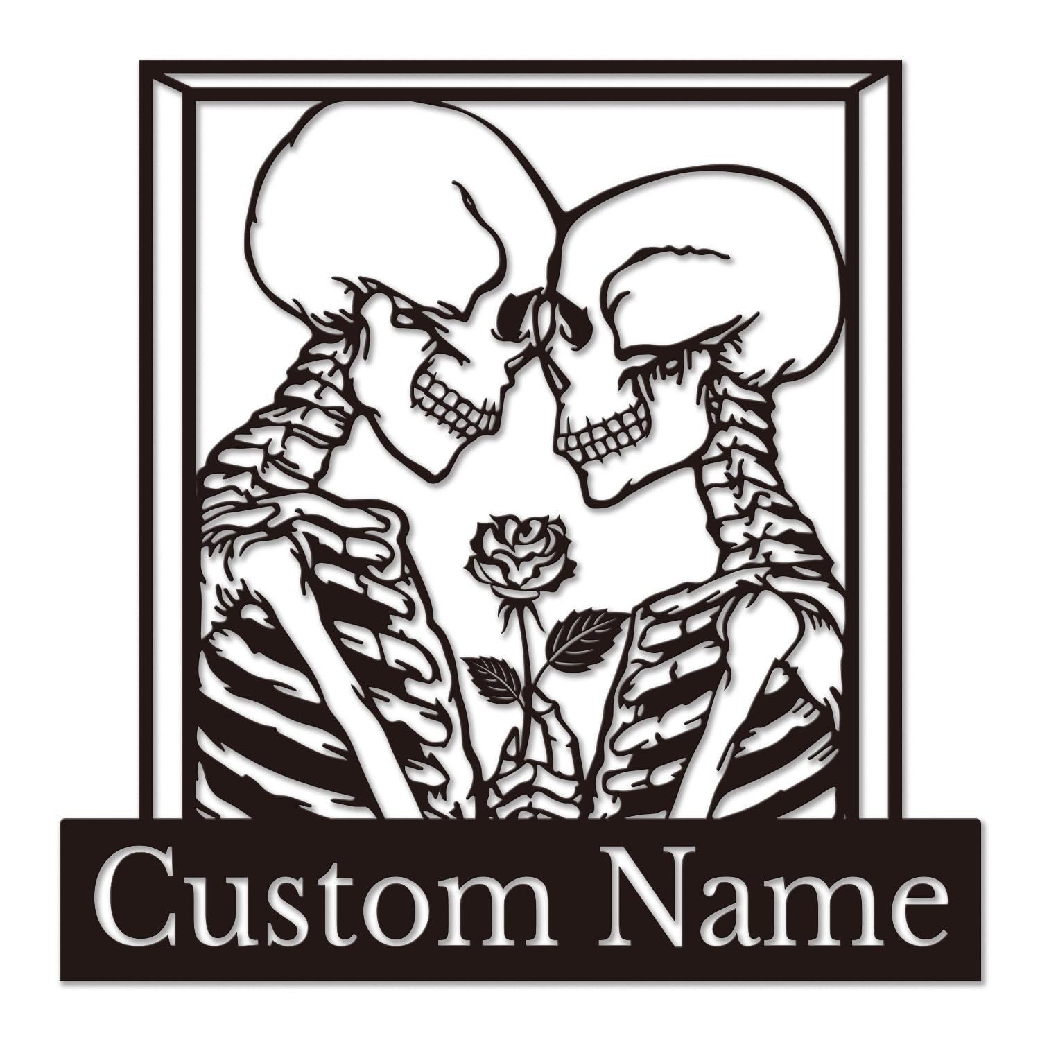Kissesuu Skeleton-B Custom Skeleton Couple Sign Skeleton Couple Metal Wall Art,Gothic Couple Skeleton Metal Wall Decor, Elegant Gothic Wedding Decor, Skeleton Lover Wall Art, Skull Couples Decor, Wedding Gift