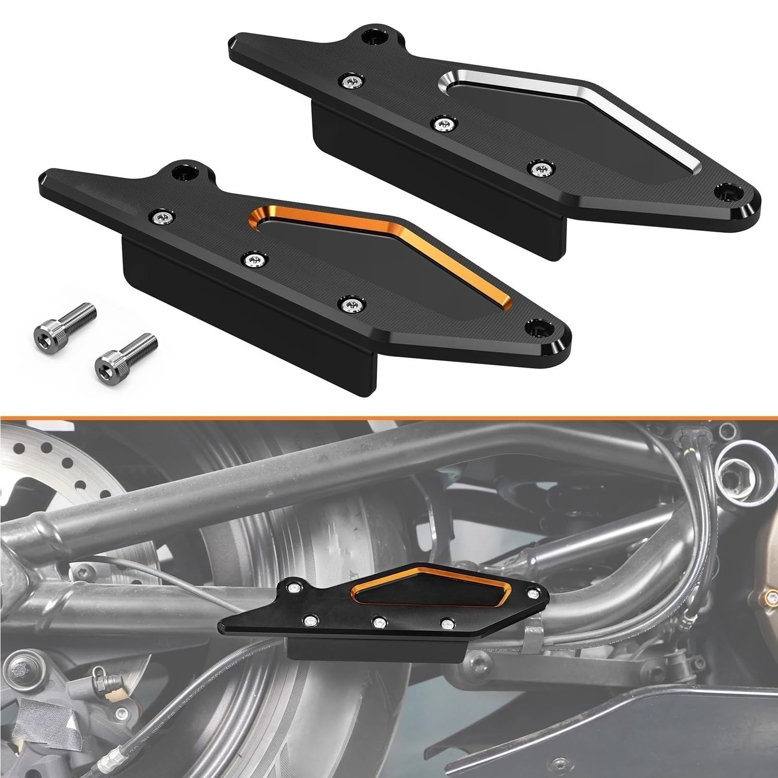 Osłona Wahacza Osłona wahacza motocyklowego pasuje do Harley Sportster S RH1250S 2021 2022 2023 2024 osłona tylnego wahacza(Black Orange)