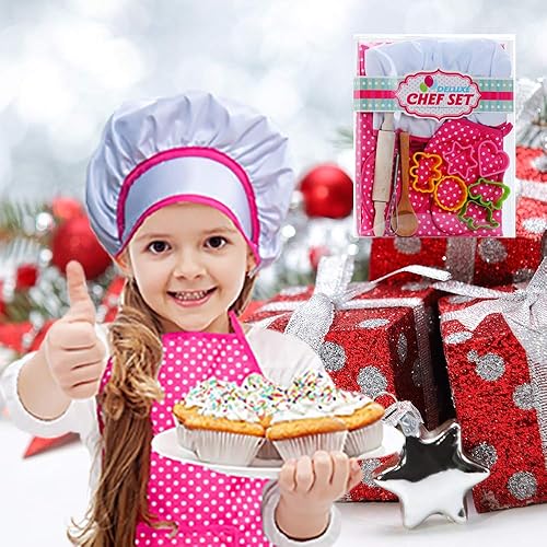 Miniatura 6 de HmiL-U Juego de chef para niños, 13 piezas, juegos de cocina y horneado para niños, incluye delantal, sombrero, utensilios, guante de cocina para