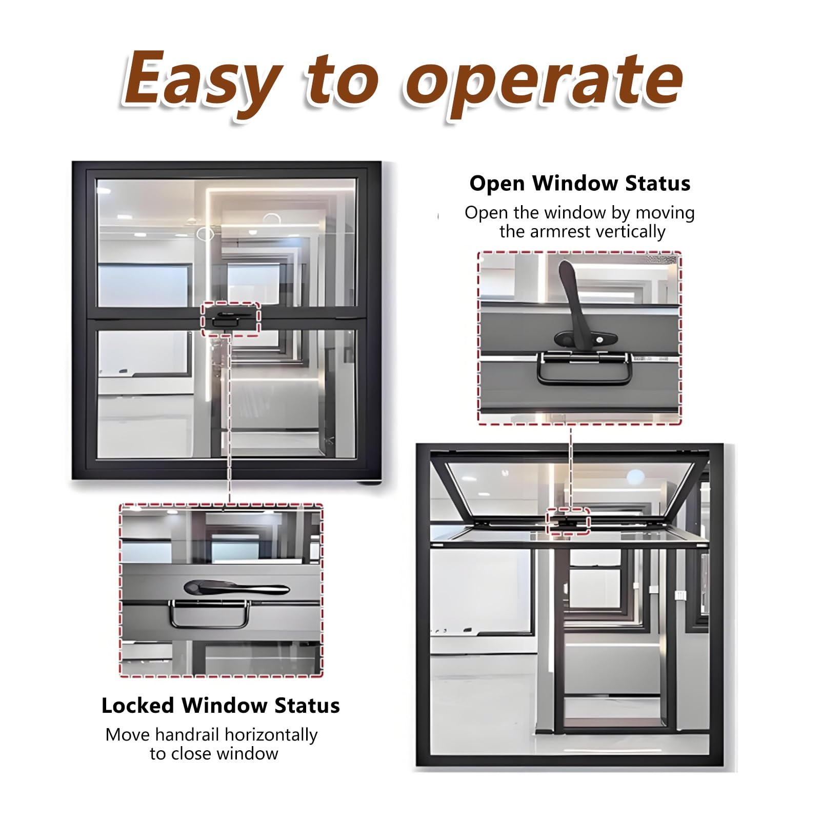 Fenêtre pliable pour Food Truck, kiosque en aluminium avec montage à fil, restaurant avec service coulissant personnalisable et cuisines mobiles (L x H 71,1 x 71,1 cm)