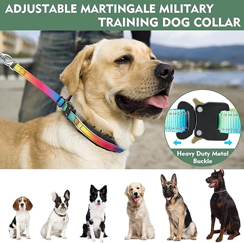 Miniatura 9 de Collar Martingale para perro, collar de entrenamiento para caminar sin tirones, collar táctico ajustable para perro con hebilla de metal resistente,