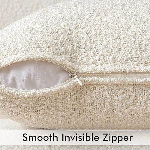 Miniatura 2 de Woaboy Pack of 1 Decorative Boucle Throw Pillow Covers Textured Square Euro Pillowcaes Accent Solid Cozy Soft Cushion Covers Home Decor for Sofa