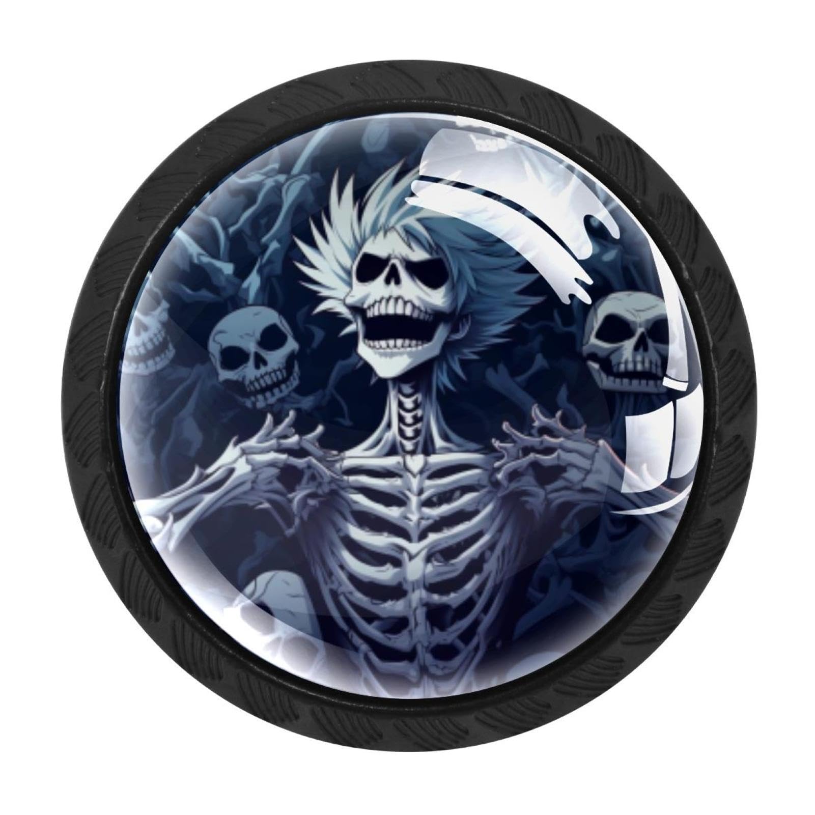 CHENZZZZ 4 Pieces Skeleton Drawer Knobs, 35mm Black Cabinet Knobs, Drawer Pulls and Knobs, Dresser Drawer Knobs, Cabinet Hardware Kitchen Cabinet Knobs
