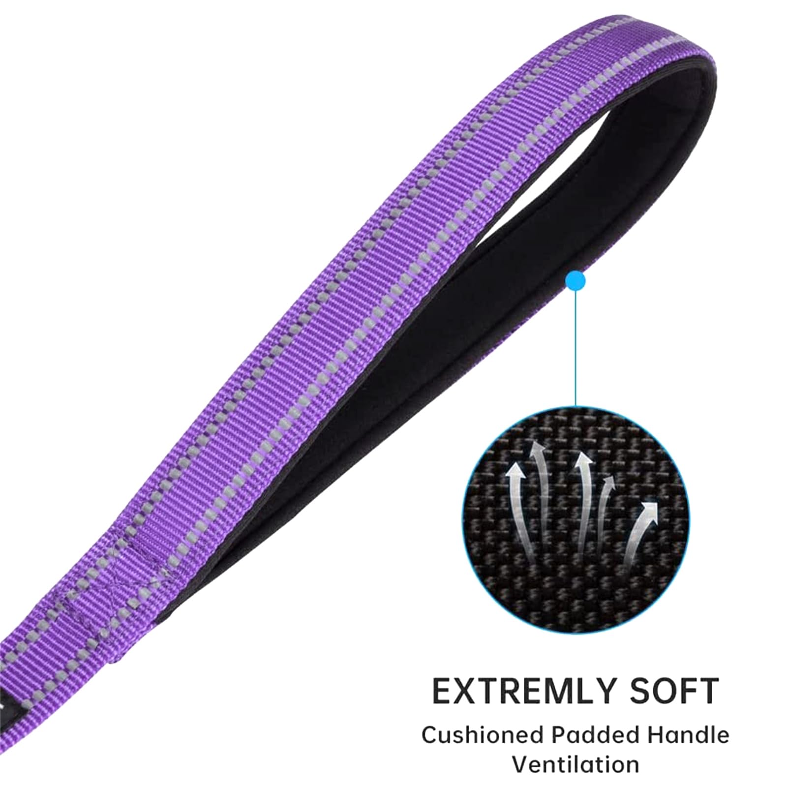 EXCELLENT ELITE SPANKER Laisse double réfléchissante en nylon avec poignée rembourrée pour deux chiens - 1,5 m - Violet
