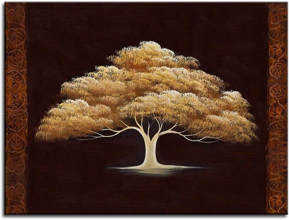 Golden Luky Tree Canvas Paintings Wall Art Landscape Fantasy Canvas Paintings Wall Art Landscape Modern Oil Painting Effect On Canvas Paintings Ready to Hanging 32x24 inch