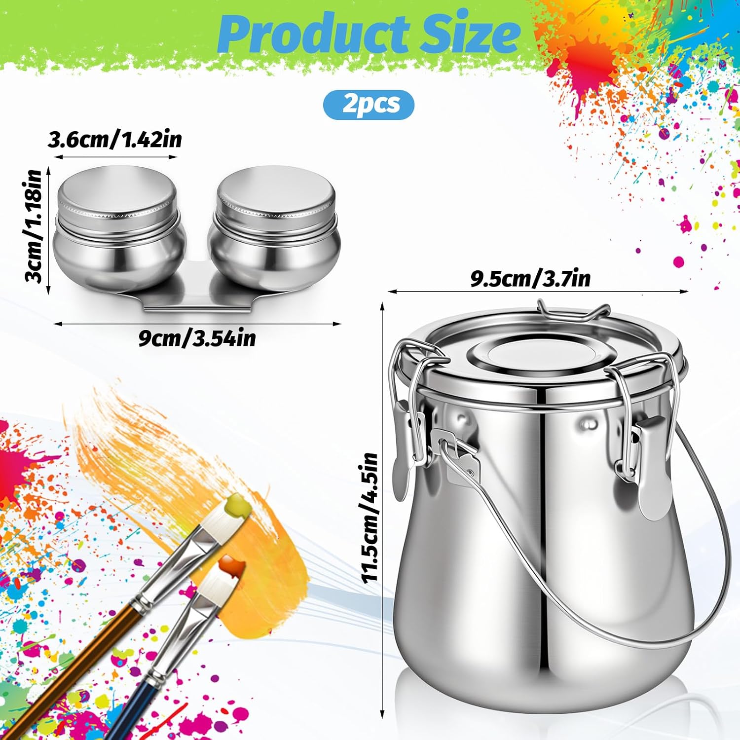 2 Pcs Paint Brush Cleaner Set, Airtight&Portable (Drum Shape/Large)