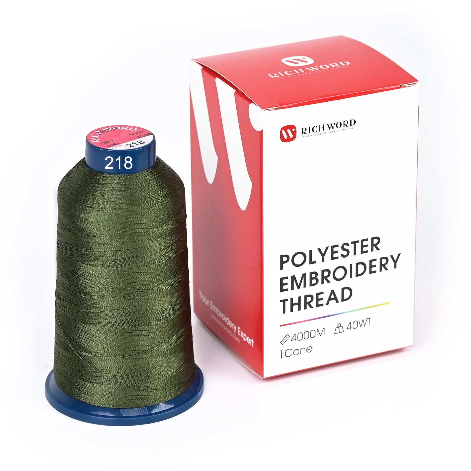 RICHWORD Embroidery Thread 4000M 40WT Polyester Thread for All Commercial & Domestic Embroidery Machines Green 0218