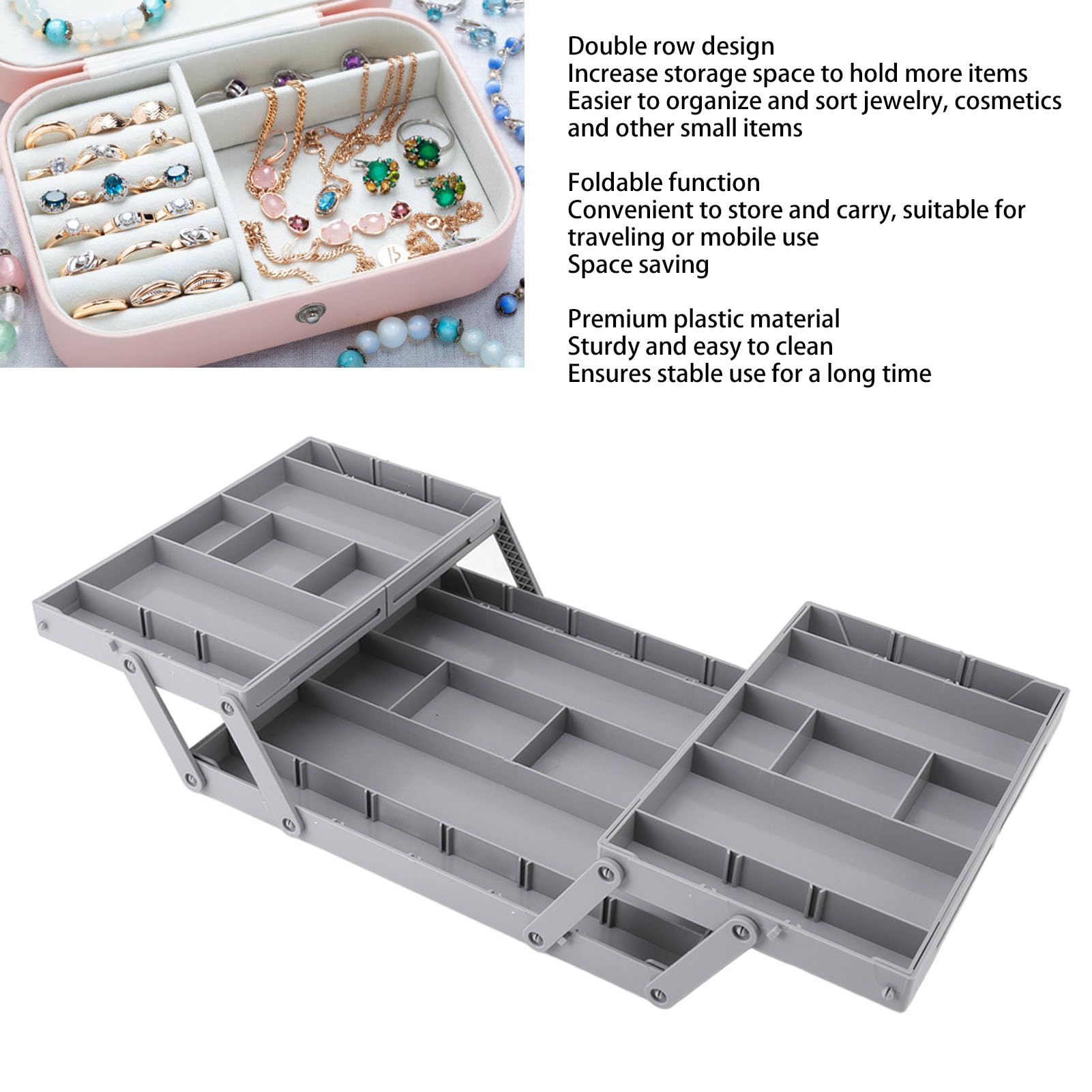 Multi -Level -Schubladen Organizer, Intelligenter Schubladen Organizer Erweiterbarer Kleiner Schubladenklapper Intelligenter Tabletttisch für Küche, Make up, Schmuck, Schreibtisch, (2 Etagen)