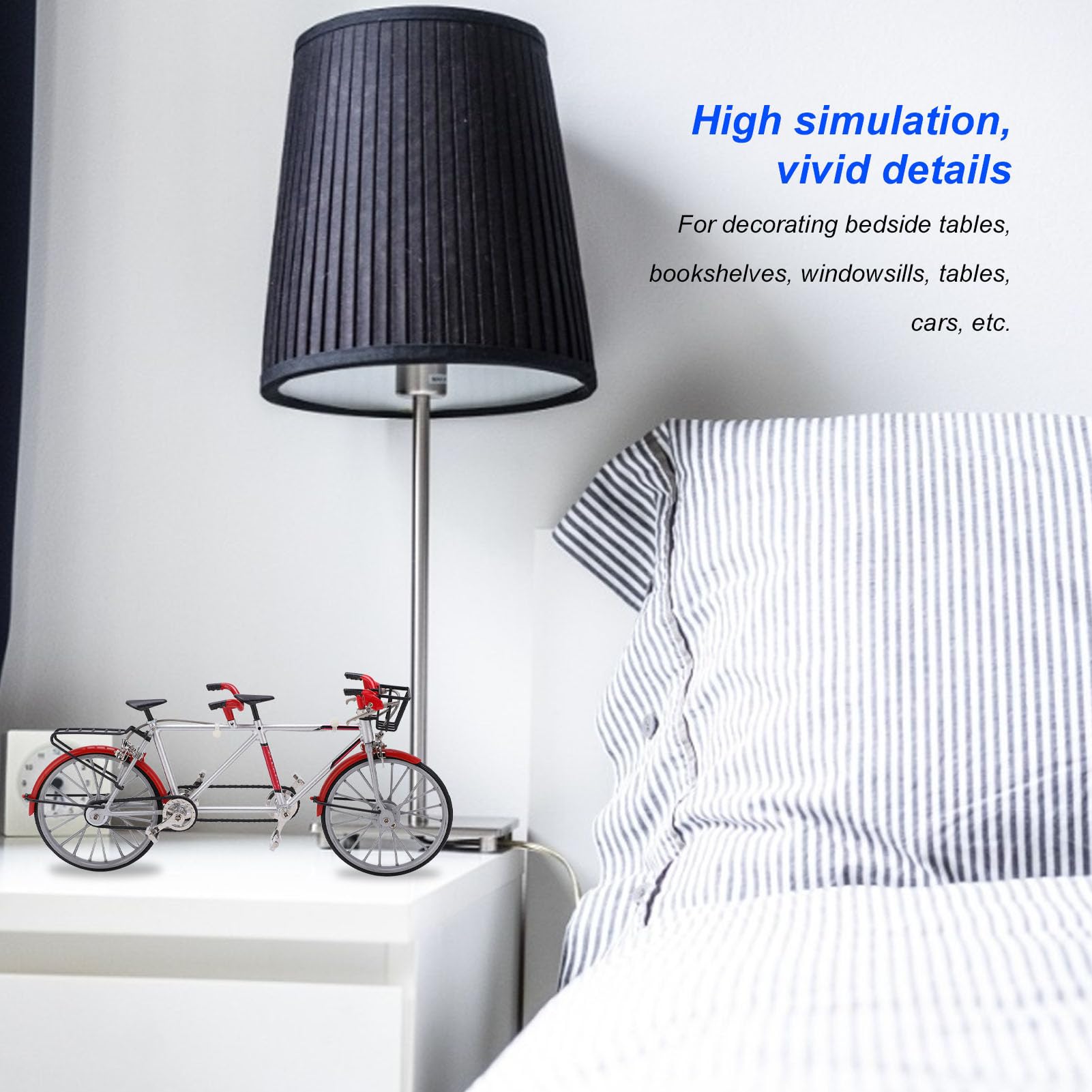 Mini Modèle de Vélo Tandem à Haute Simulation, Ornement pour Décorations de Bureau, Modèle de Vélo en Alliage de 28cm, Décoration de Bureau et de Maison