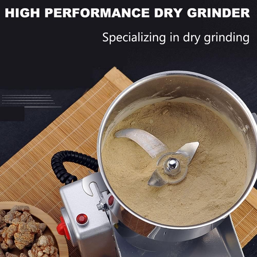 2000G Electric Grain Mill Grinder High-Speed Spice Herb Grinder Swing Type Stainless Steel Dry Food Pulverizer with 5 Min Timer Cereal Crusher for Cereal Coffee Spices Bean 36000 RPM 2500W