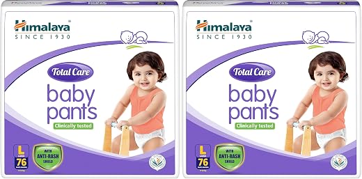 Himalaya Total Care Baby Pants Diapers, Large 76 Count, Anti-Rash Shield, 9-14 kg, Rapid Absorption, Superior Comfort, Cli...