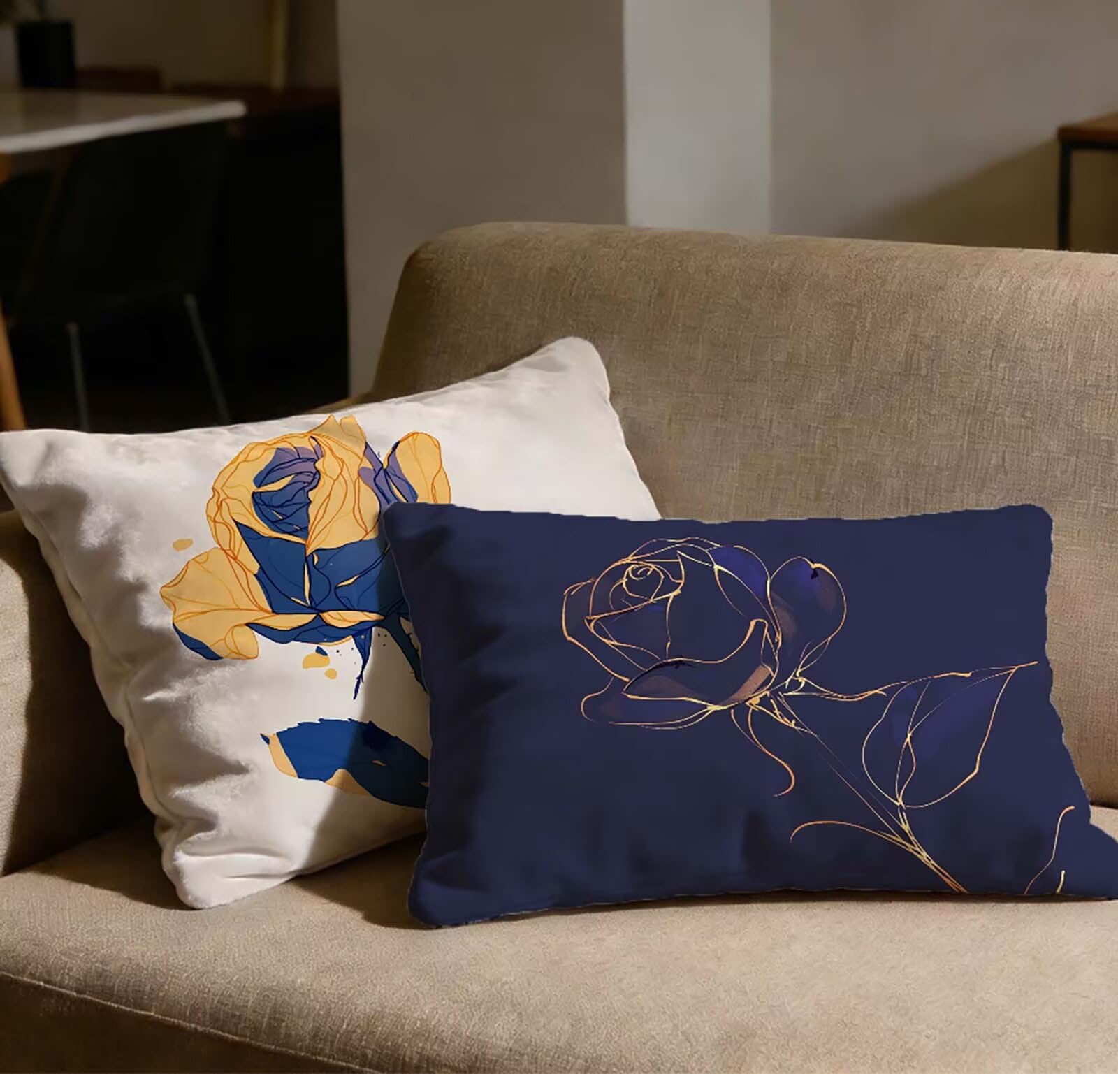 Taie d oreiller 40x70 lot de 2 housse de coussin bleu marine velours chambre
