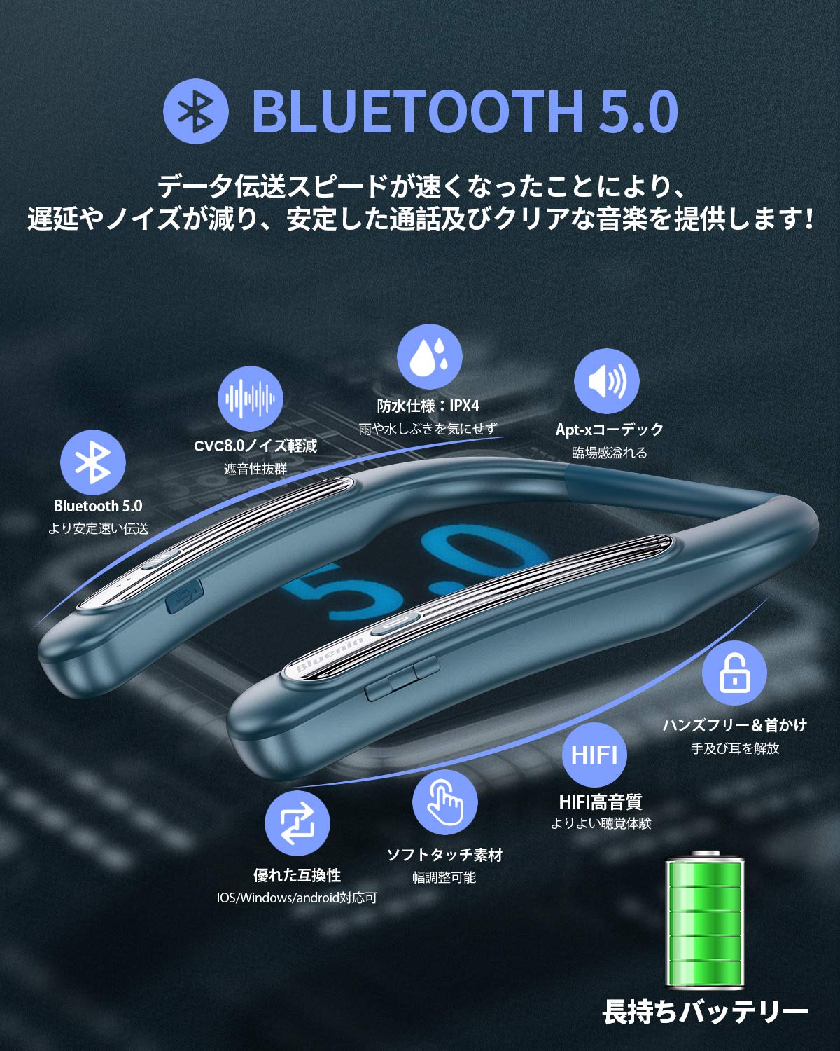 Amazon.co.jp: ネックスピーカー ウェアラブル Bluetooth 5.0