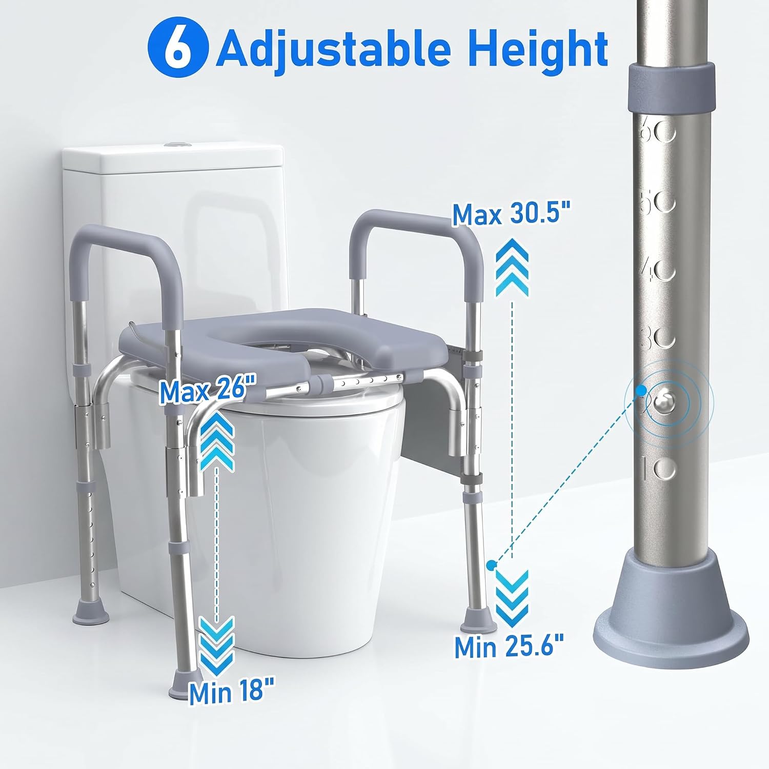 Raised Toilet Seat with Handles,Adjustable Height & Width 400lb Capacity Toilet Seat Risers,Secure Support for Seniors, Bariatric & Disabled,Fit Any Toilet for Easy & Independent Use