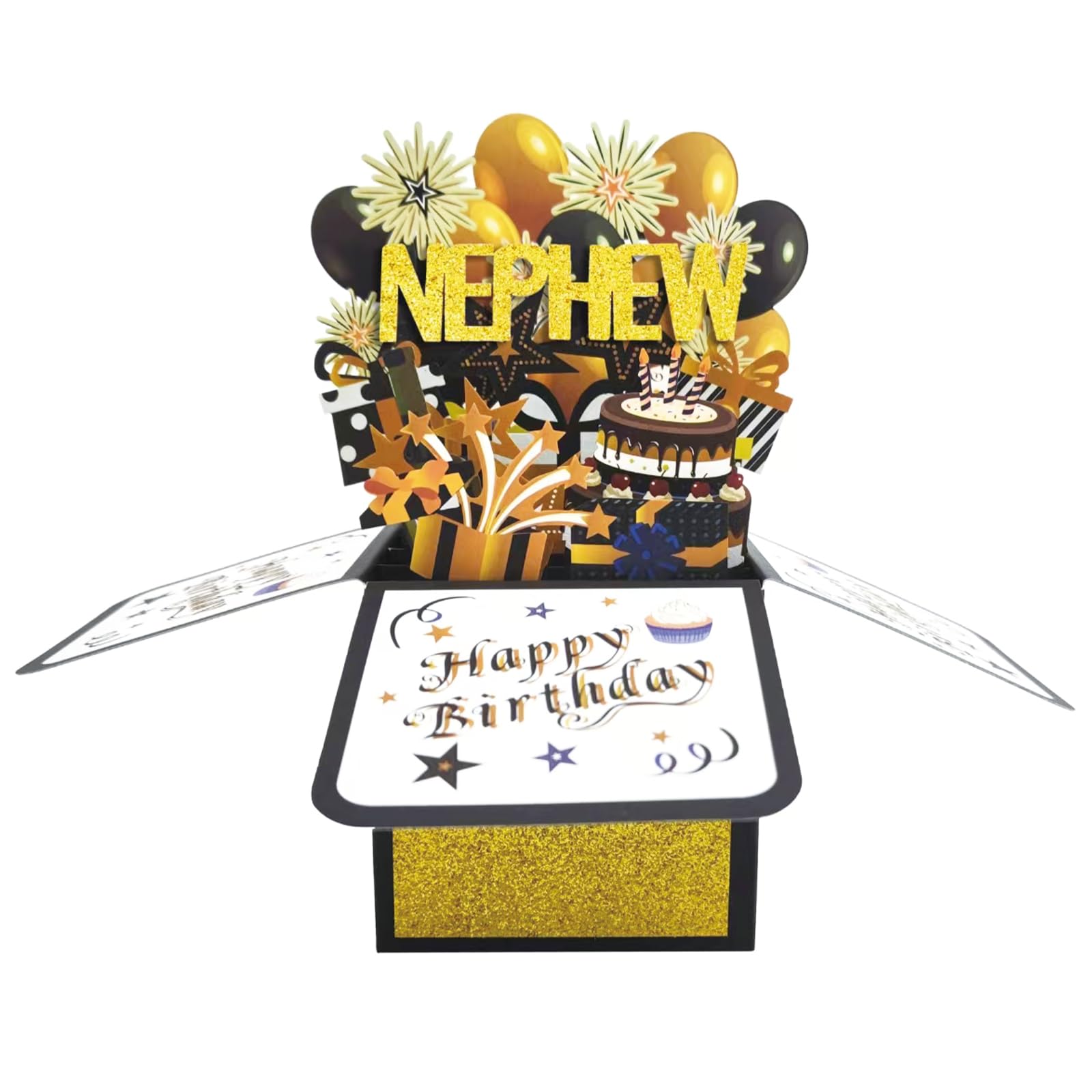 Asmallgf Funny Birthday Popup Card for Nephew, Happy Nephew Bday Gifts from Uncle Aunt, Cool Birthday Gifts Decoration for Boy