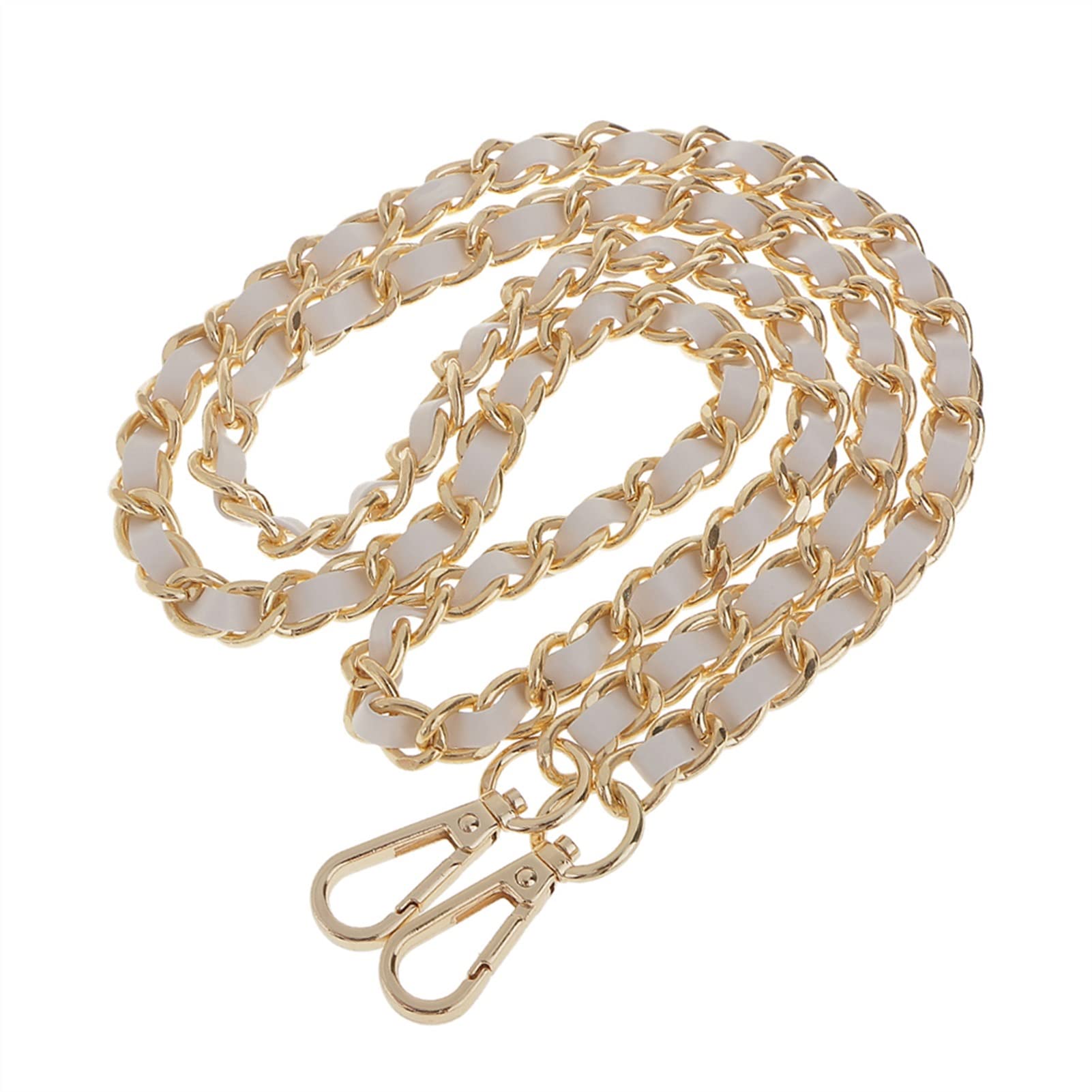 Handbag Chain Strap 120cm Metal Leather Cross Body Bag Chain Strap Purse Handbag Shoulder Bag Chain Replacement (Color : Gold White)