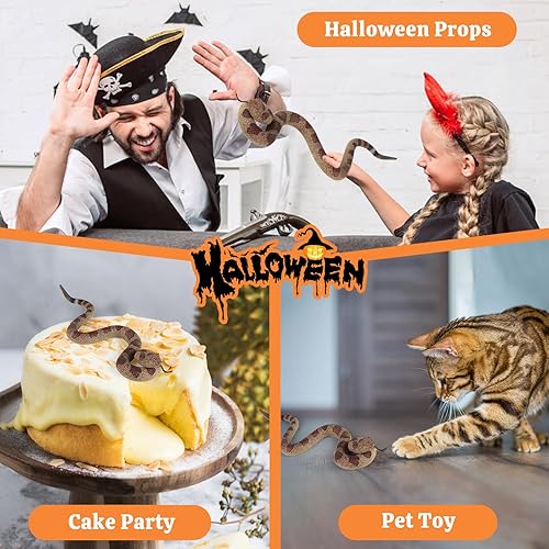 Miniatura 4 de SCAHOW Juguetes de serpiente falsa, figura de serpiente de goma suave realista que asusta a pájaros y ardillas, figuras de juguete de serpiente de