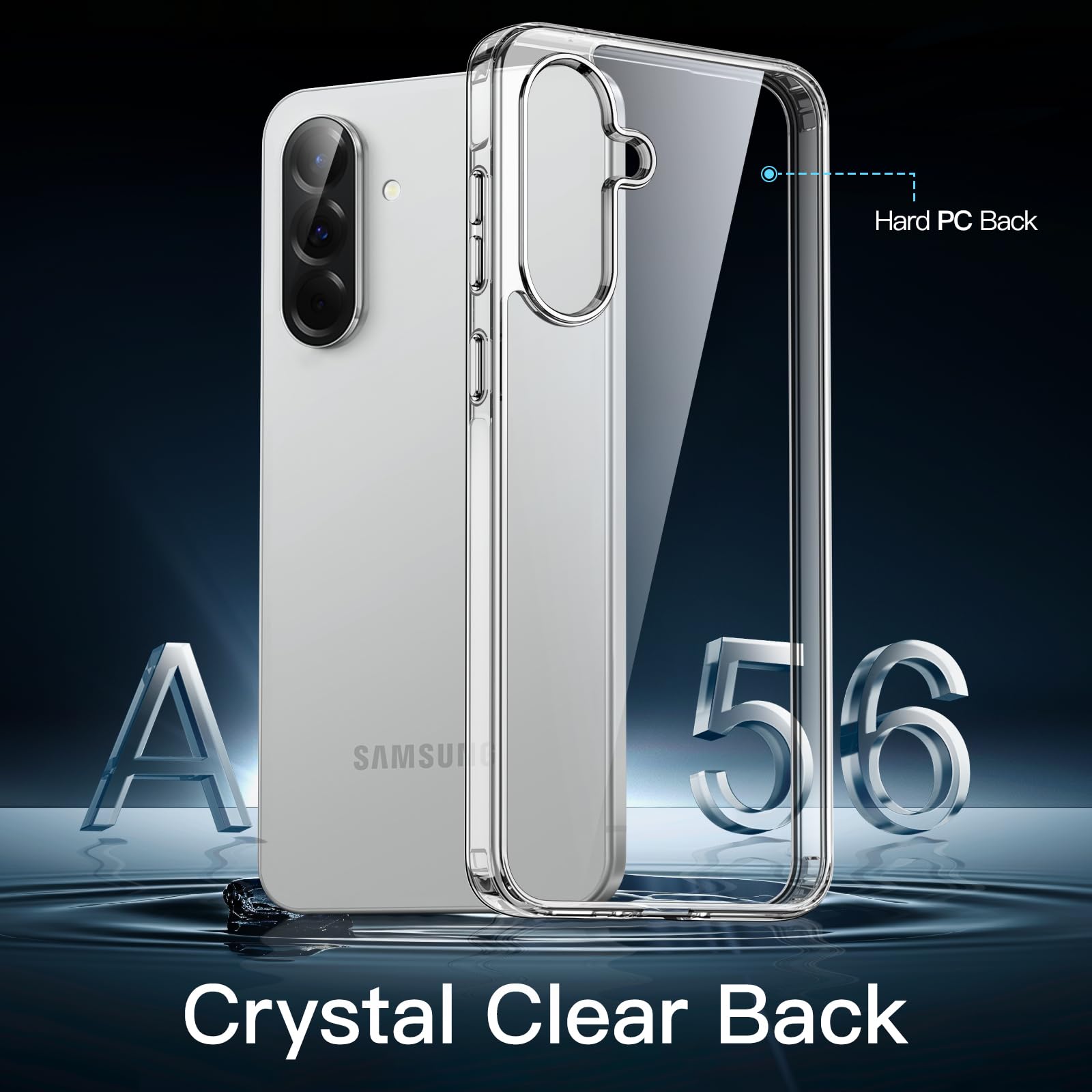 JETech Cover per Samsung Galaxy A56 5G, Anti Ingiallimento Antiurto Paraurti Protettiva Cellulare Custodia, Antigraffio Retro Rigido in PC (Trasparente)