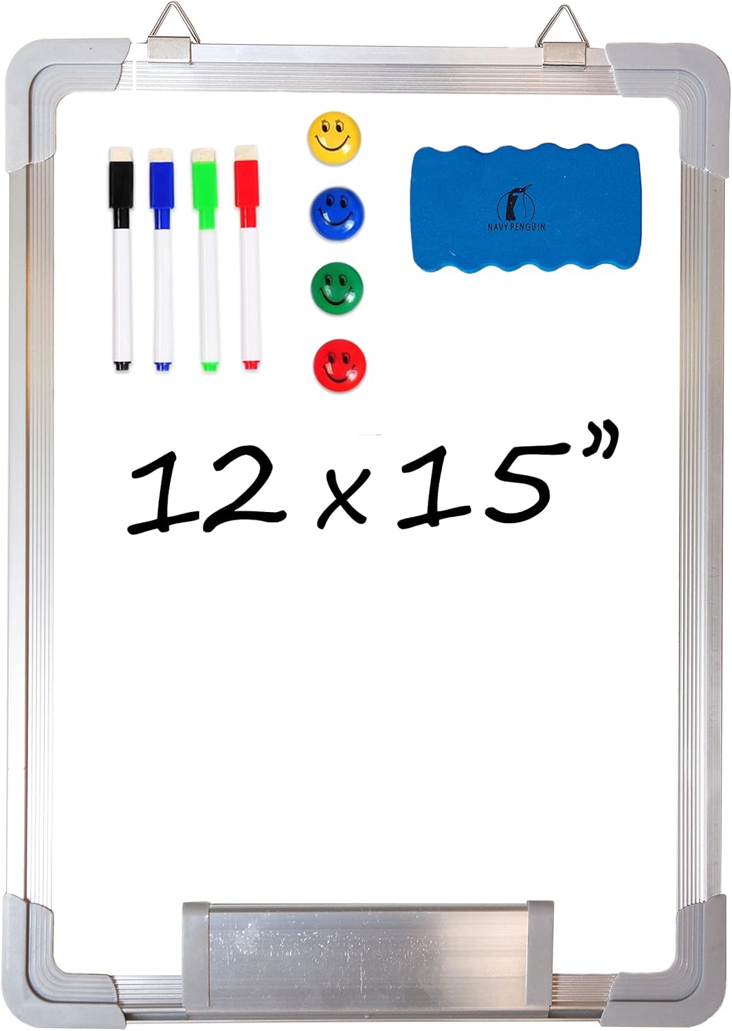 Whiteboard Set - Dry Erase Board 18 x 24 in with 1 Magnetic Dry Eraser, 4 Drywipe Markers and 4 Magnets - Small White Hanging Message Scoreboard for Home and Office (18x24 in)