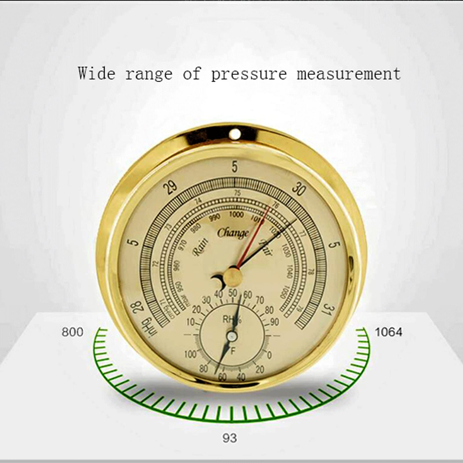 Barometer, Traditionelles Barometer mit Zifferblatt und Temperatur- und Feuchtigkeitsanzeige