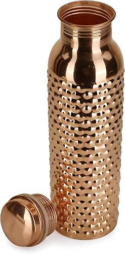 Miniatura 6 de Botella de agua de cobre de 34 onzas con bolsa de transporte de yute, botella de cobre puro para gimnasio, yoga, frasco de cobre ayurvédico o Tumblr