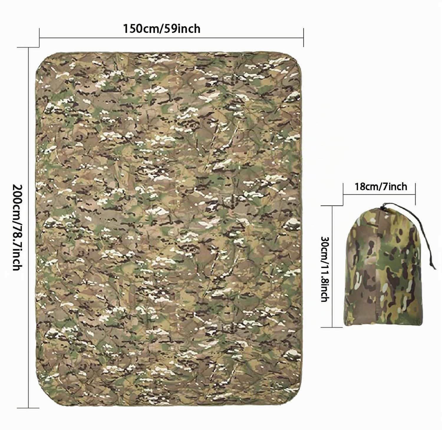 Poncho Liner, Campingdecke Outdoor 150X200cm, wasserdichte Picknickdecken Camouflage, Jagd Decke Winter für kaltes Wetter, Picknick, Strand, Garten, Shelter-CP