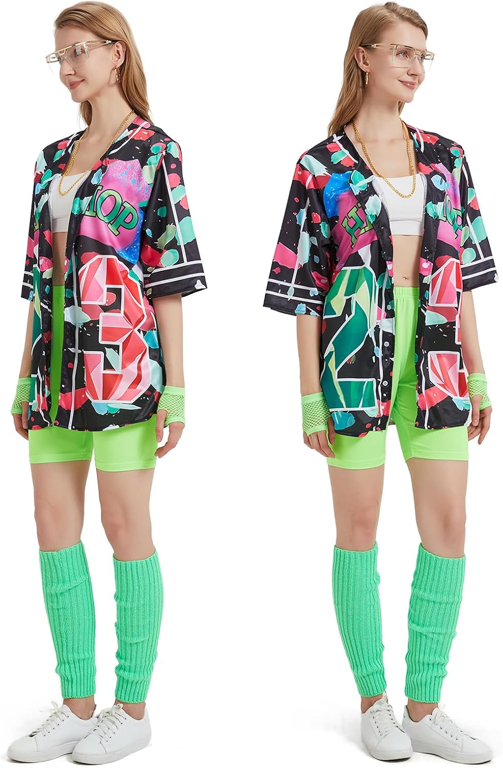 80s 90s Outfit for Women Hip Hop Costume Baseball Jersey Shirt Shorts Set, 90s Outfits Women Costume - Image 3