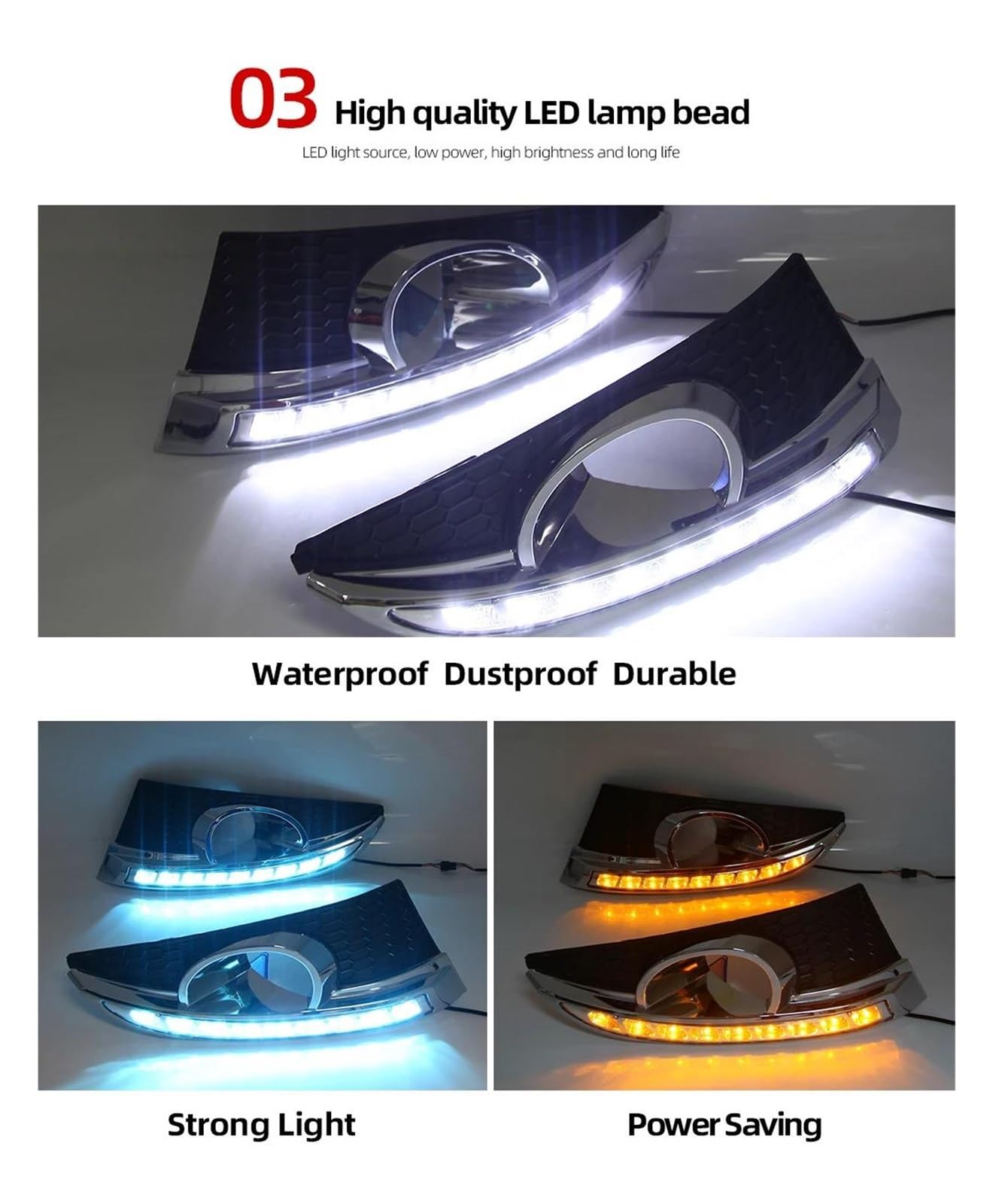Faro Anteriore 1 Coppia Per Chevrolet Per Captiva 2011 2012 2013 12V LED DRL Luci Marcia Diurna Con Fendinebbia Foro Indicatore Direzione Relè Fari(Bianco)