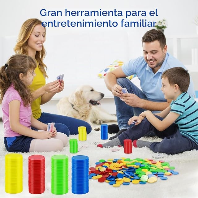 Foto 4 de 6 de 400 Piezas Fichas de Póker de Plástico, 4 Colores Fichas de Juego