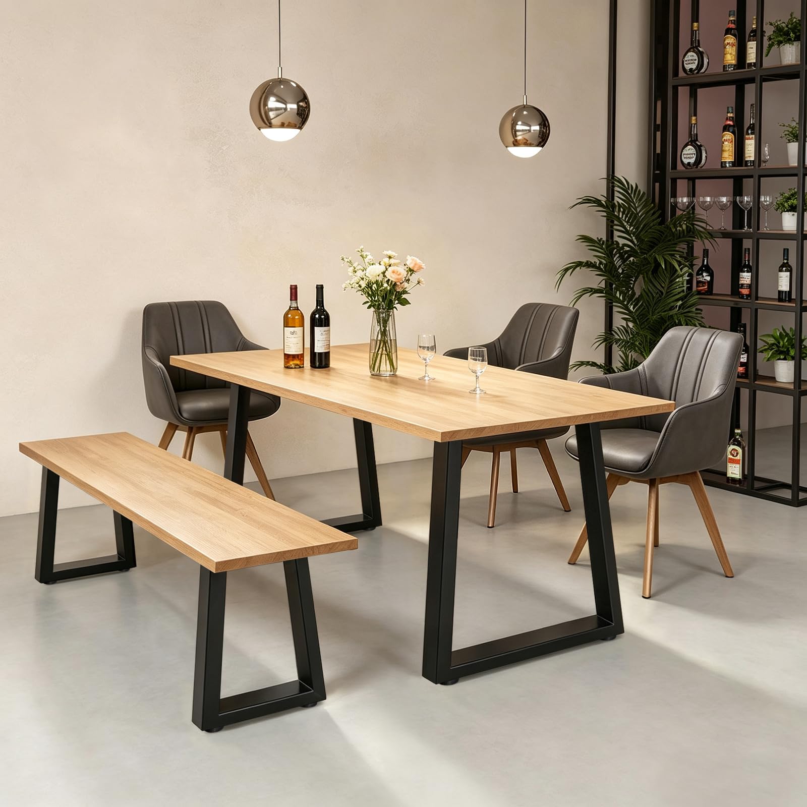 Jahof Tischbeine Metall Schwarz 50 x 70 cm, 2 Stück Trapezifische Tischgestell Verstellbar, Heavy Duty Industrielle Tischkufen für Esstisch, Schreibtisch