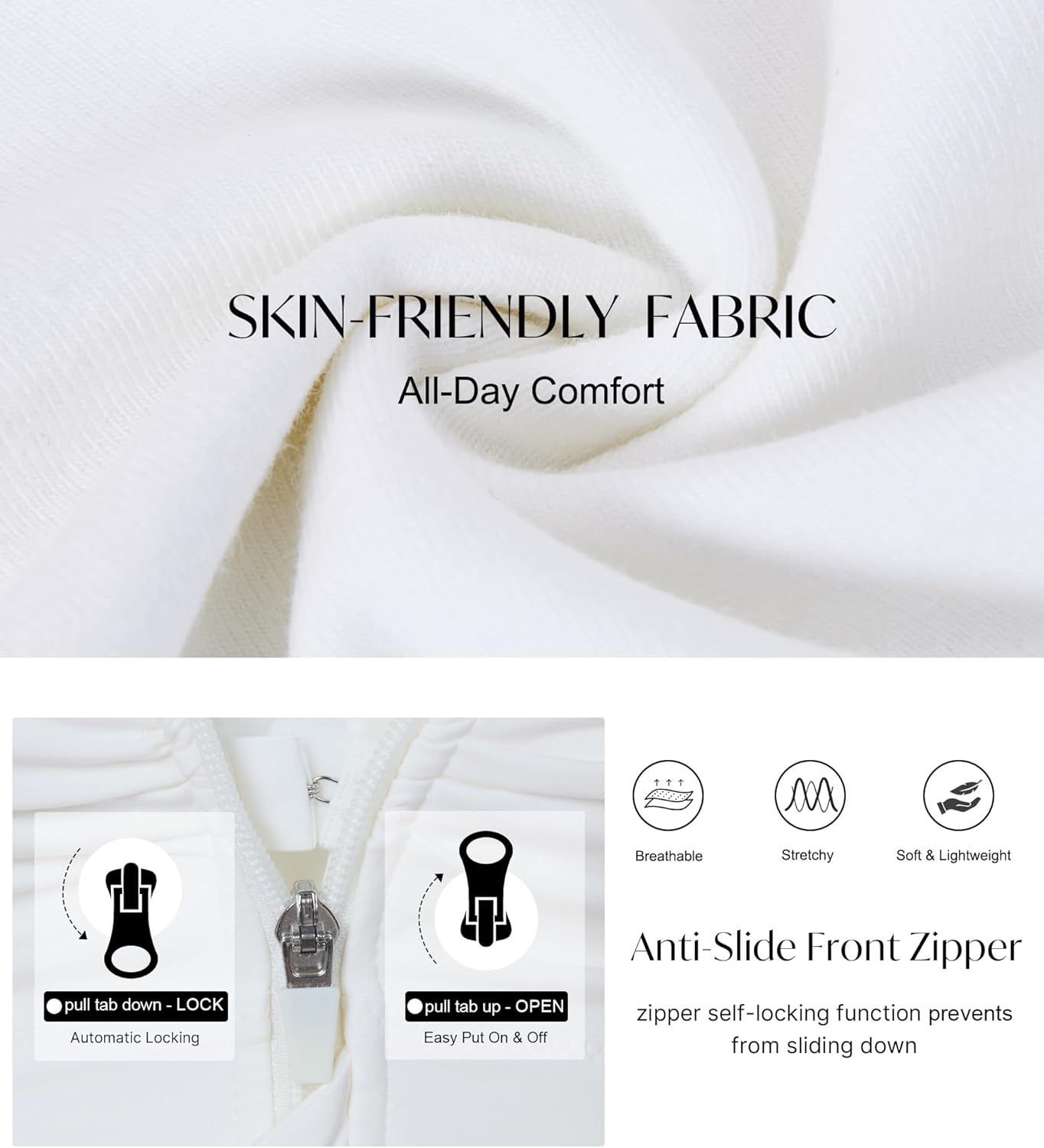 CYDREAM Zip Front Bra for Women Wireless Full Coverage Comfort Everyday Post Surgery Compression Bras Adjustable Straps - Image 4