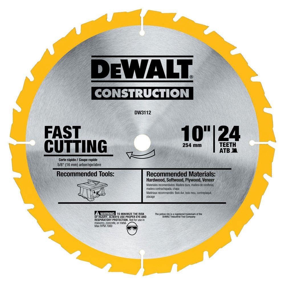 DEWALT Construction 10 in. 24T Thin Kerf Table Saw Blade