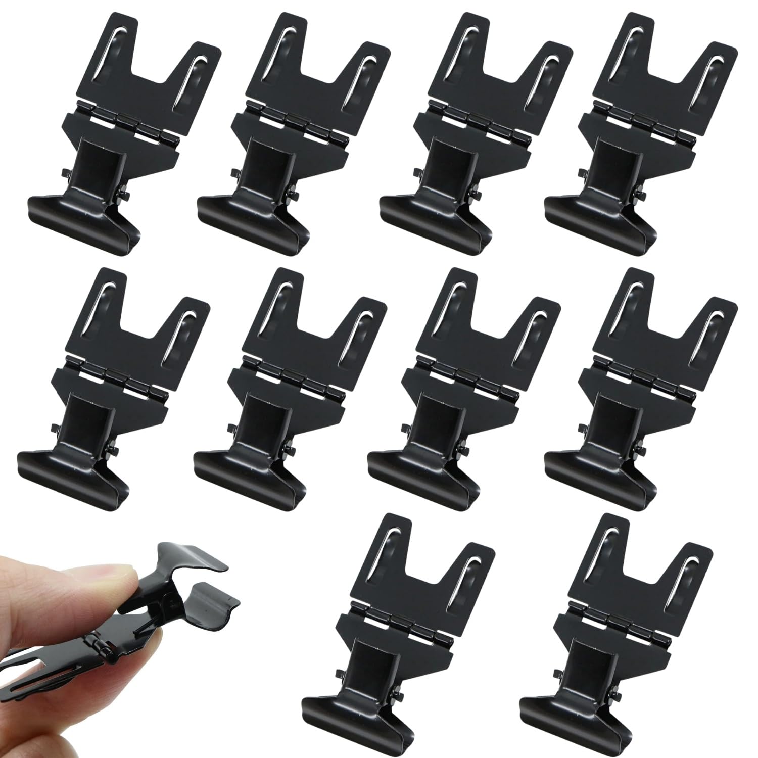 Zpeiran Black 10-Pack Rotatable Sign Clips, Food Sign Clip Adjustable Metal Price Tag Display Holders For Supermarket, Retail, Restaurant & Office Advertising