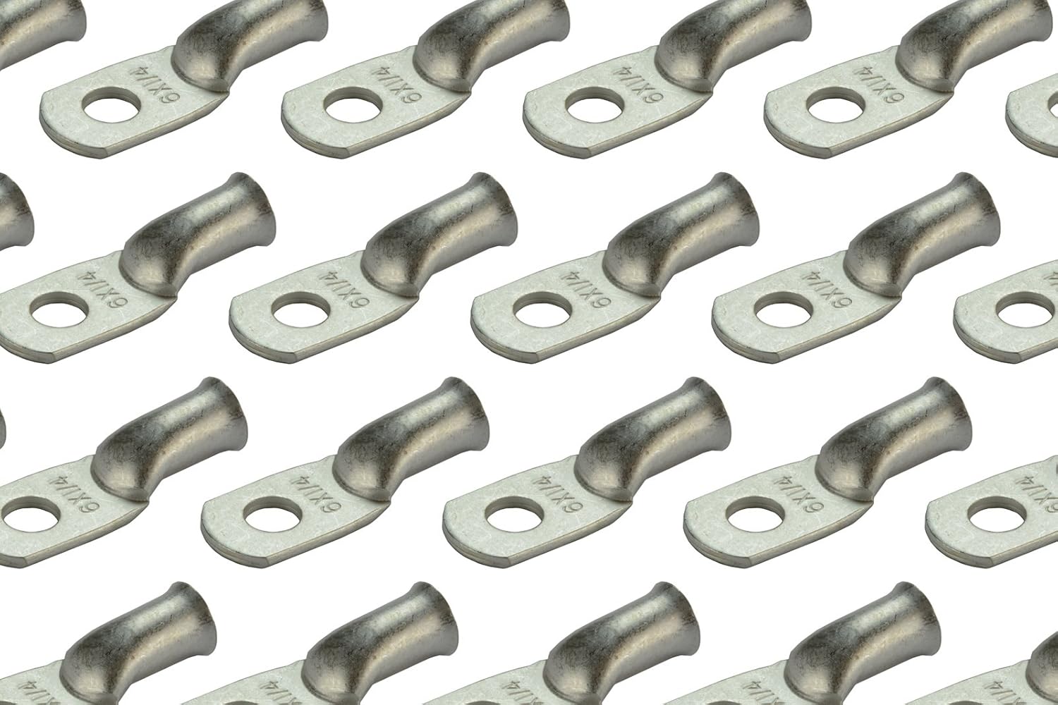 TEMCO 100 Pack Tinned Copper Welding Battery Cable Ends, Lugs Terminal 6 AWG 1/4" Hole - Marine Grade (6 AWG to 1/0 AWG Options Available)