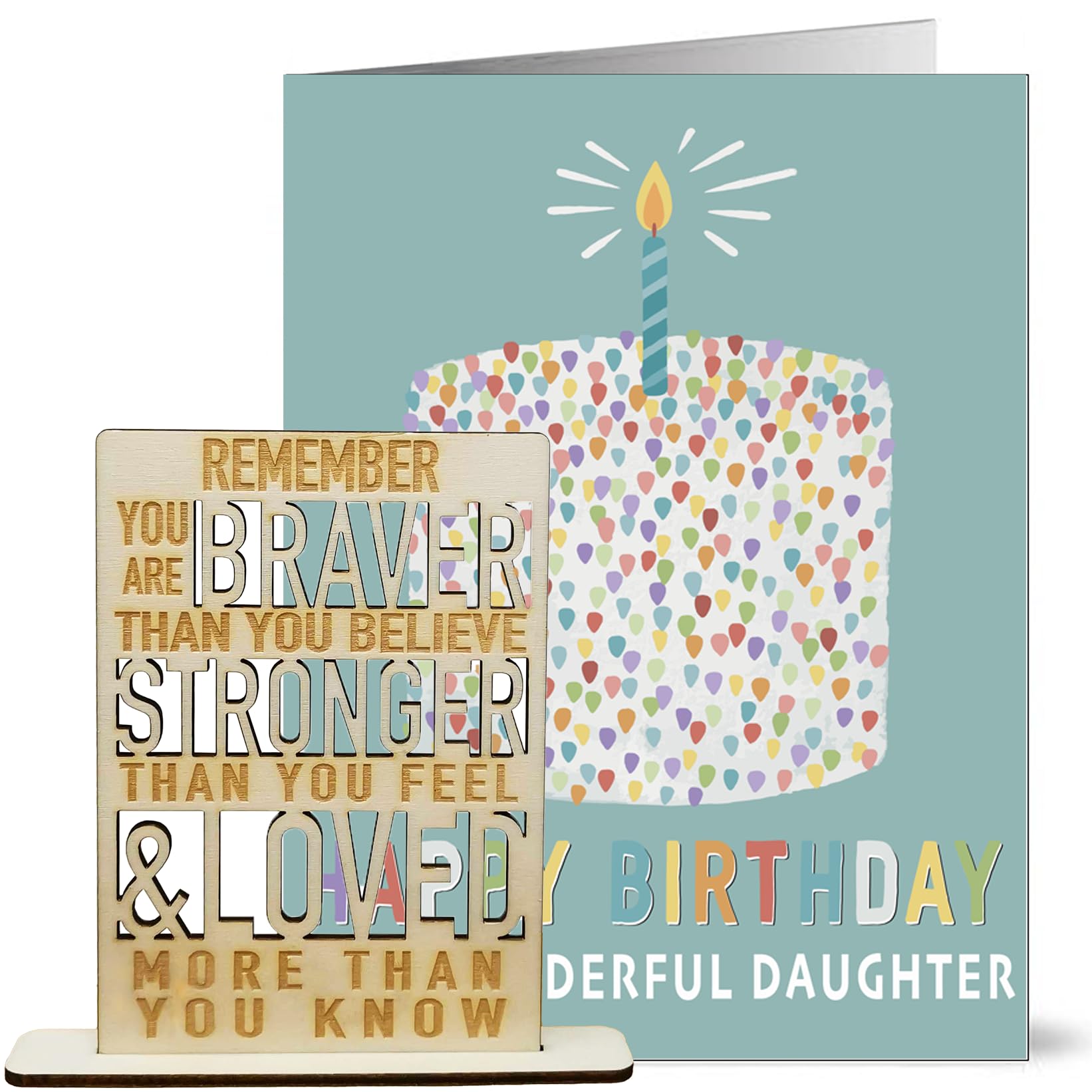 Daughter Birthday Card with Wooden Keepsake Message and Display Stand for a Special Girl Premium Family Birthday Card (Daughter)