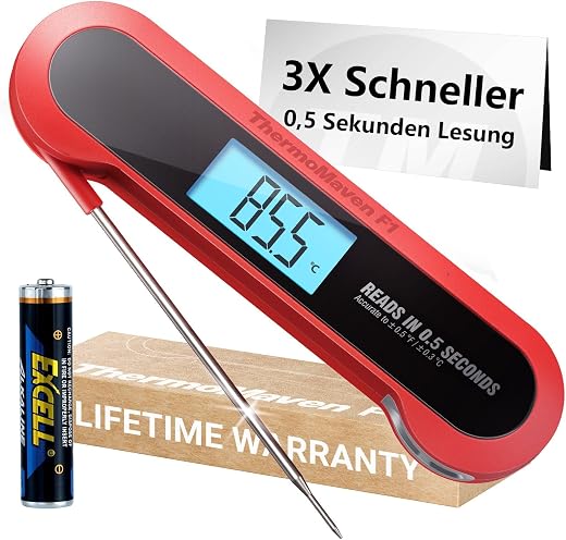 ThermoMaven Digitales Fleischthermometer – 0,5s Sofortanzeige Grillthermometer, ±0,3℃ Genau Thermometer Kochen, IP67 Wasserdicht Thermometer Kochen, NSF Magnetische…