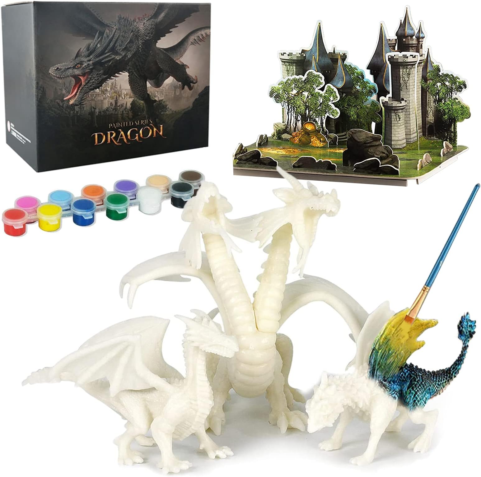 BESTYMXY Dragon Toys Painting Art Kit, DIY Dragon Painting Kit, Arts and Crafts for Kids, Kids Art Set, Paint Your Own Kit, 3D Dragon Gift for Boys Girls