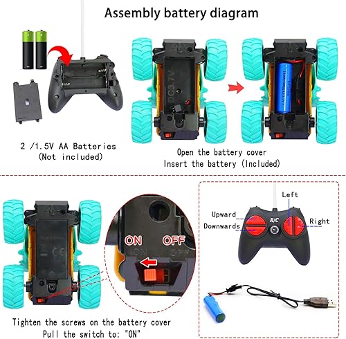 Miniatura 6 de SCKTYZS Auto a control remoto para niños de 3 a 5 años, de 4 a 6 años, juguetes de dinosaurios para niños, camión monstruo, autos de control remoto