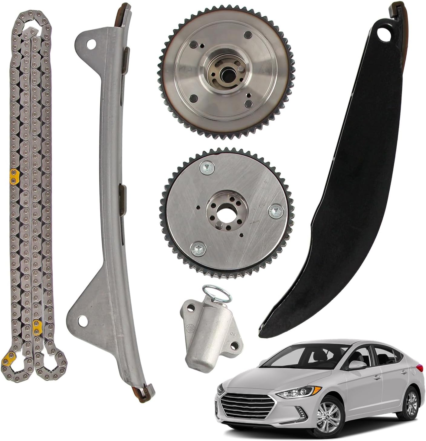 24350-2E700 2.0L Timing Chain Kit Fit for Hyundai Elantra Kona Veloster Kia Forte 2017-2022 Forte 5 2017-2018 2.0L Engine Replace 243212E010 24420-2E000 24370-2E020, with VVT Gear Camshaft Sprocket