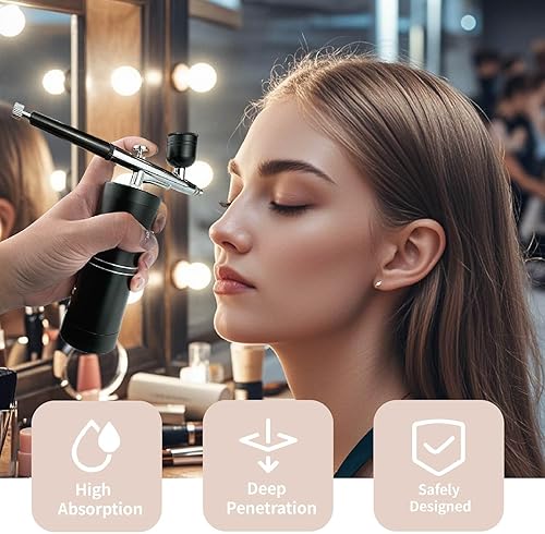 Miniatura 3 de Kit de cepillo de aire inalámbrico, recargable portátil, con pistola de aerógrafo de mano automática y compresor, pistola rociadora de doble acción