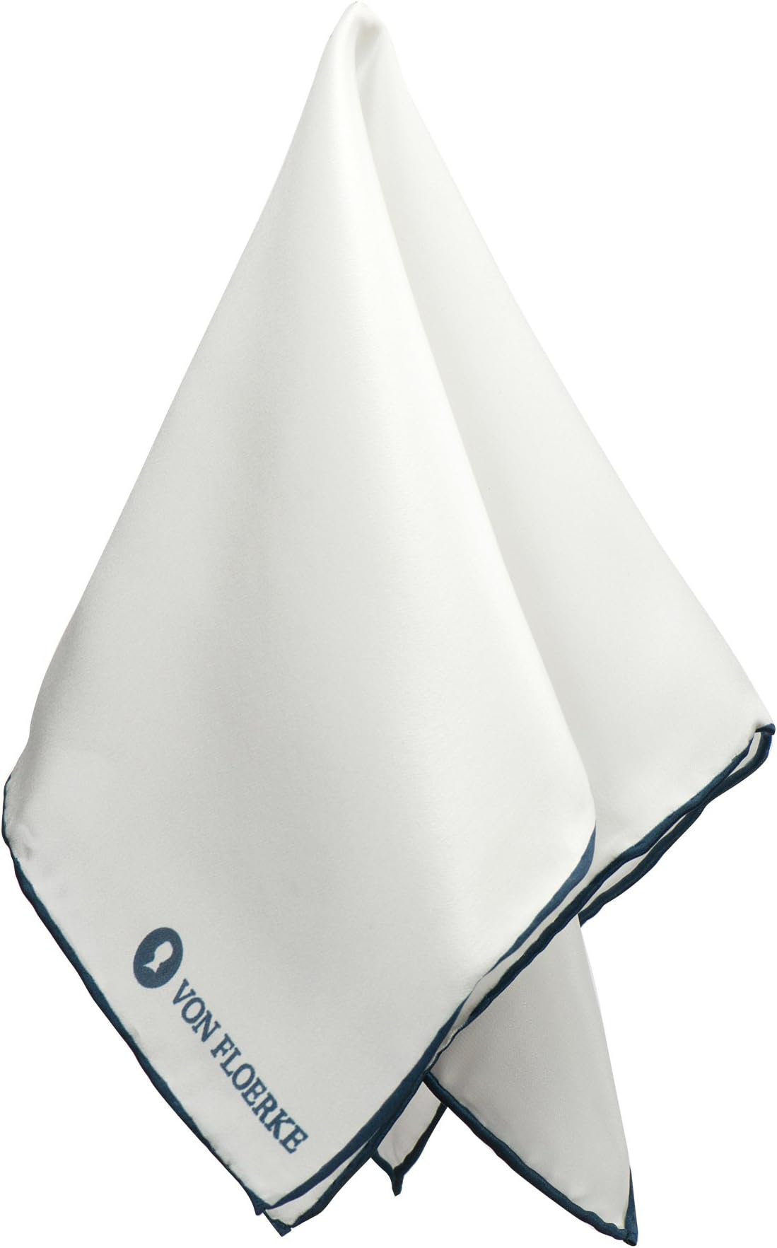 Handmade and Handrolled Silk Pocket Square Suit/Smoking Handkerchief – White, Blue made from 100% Silk