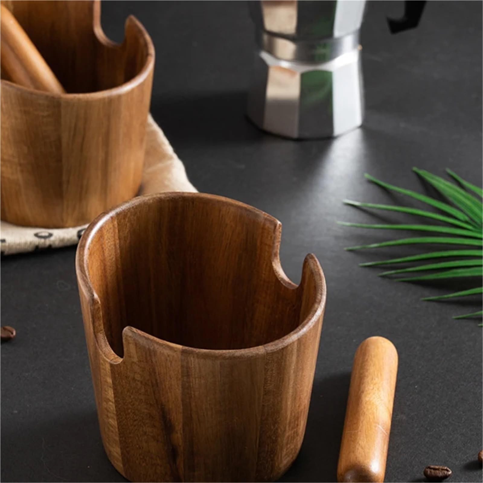 2 Stück Abklopfbehälter for Kaffeesatz, Abklopfbox aus Massivholz, Kaffeezubehör, Barista-Werkzeuge für Kaffeesatz