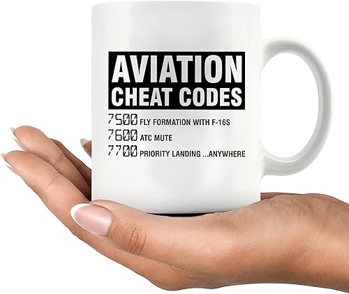 Miniatura 7 de Panvola Aviation Cheat Codes Pilot Airplane Aerospace Student Coffee Taza de cerámica (11 oz)